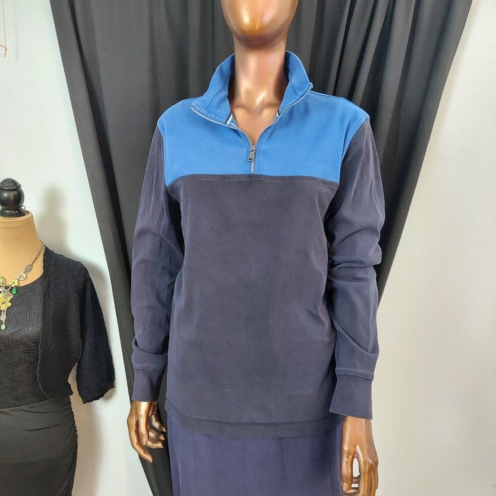 Banana Republic 1/4 Zip Color Block Top, Long Sleeve, Womens Sz M